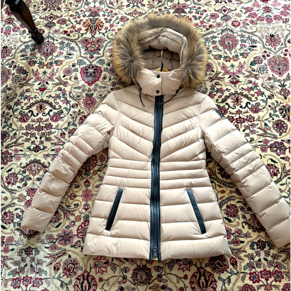Mackage Down Coat with fur trim hood Small NWOT